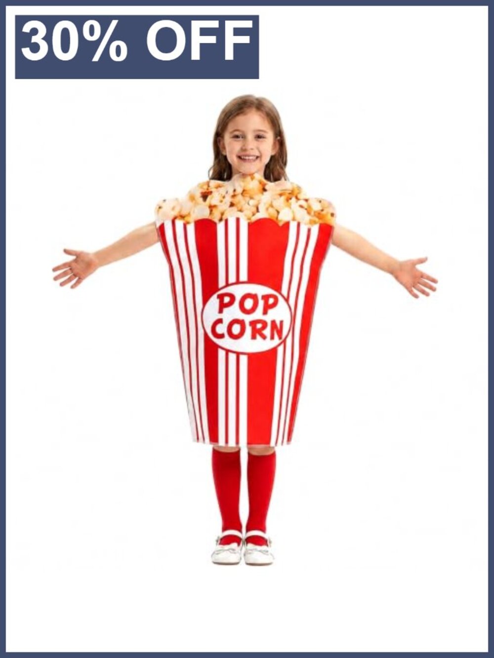 Popcorn Costume Men Adult Novelty Food Halloween Party Slip-On